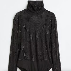 H&M Rhinestone-Embellished Mesh Bodysuit – Size L